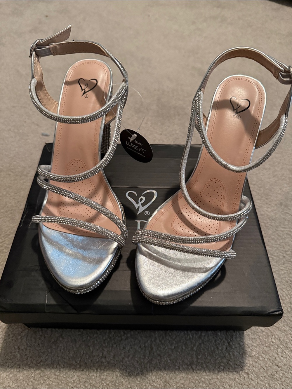 Windsor Silver Rhinestone Strappy High Heels